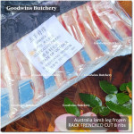 Lamb RACK FRENCHED CUT frozen Australia WHITE STRIPE whole cut 8 ribs +/- 1kg (price/kg)